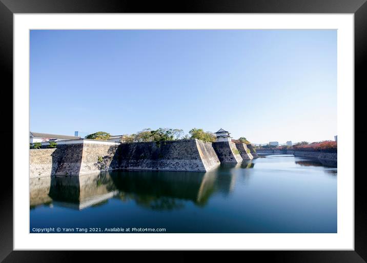 Fortification and ditch water around Osaka Castle for protection Framed Mounted Print by Yann Tang