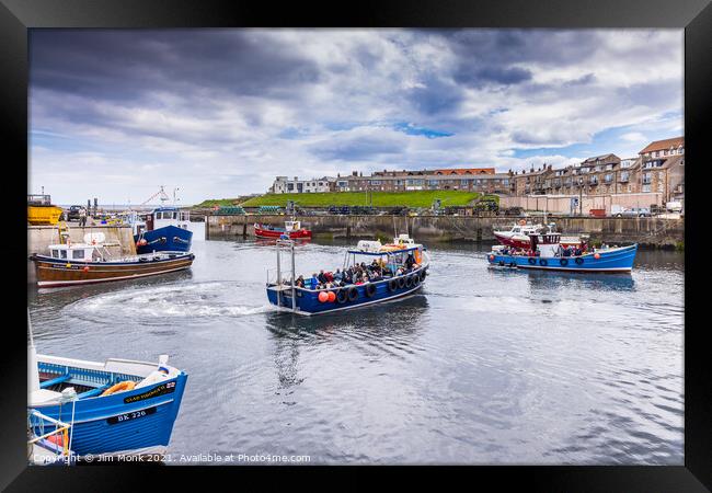 Seahouses Harbour Framed Print by Jim Monk