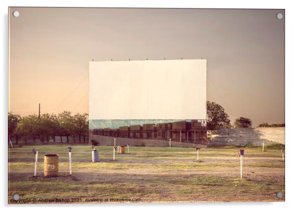 Galaxy Drive-In Movie Theatre Acrylic by Andrew Bishop