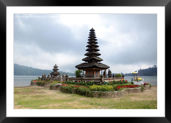 Pura Ulun Danu temple complex of Lake Bratan in Bali, Indonesia Framed Mounted Print by Yann Tang
