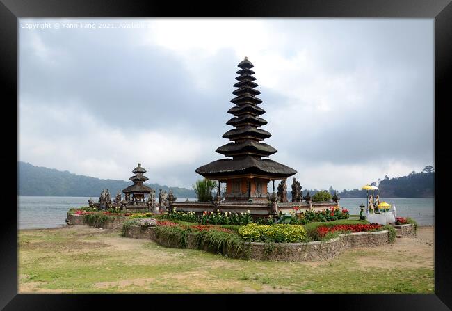 Pura Ulun Danu temple complex of Lake Bratan in Bali, Indonesia Framed Print by Yann Tang