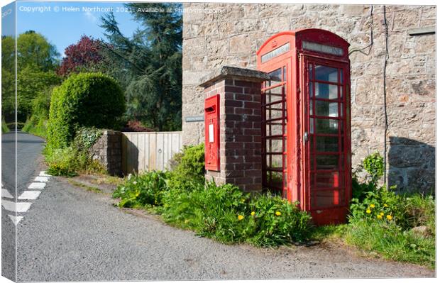 Doccombe Red Telephone Box Dartmoor Canvas Print by Helen Northcott