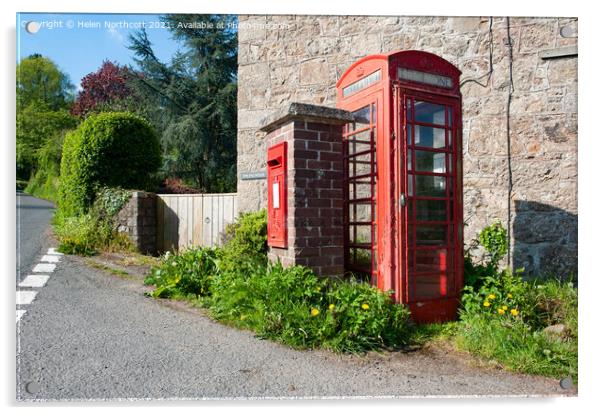 Doccombe Red Telephone Box Dartmoor Acrylic by Helen Northcott