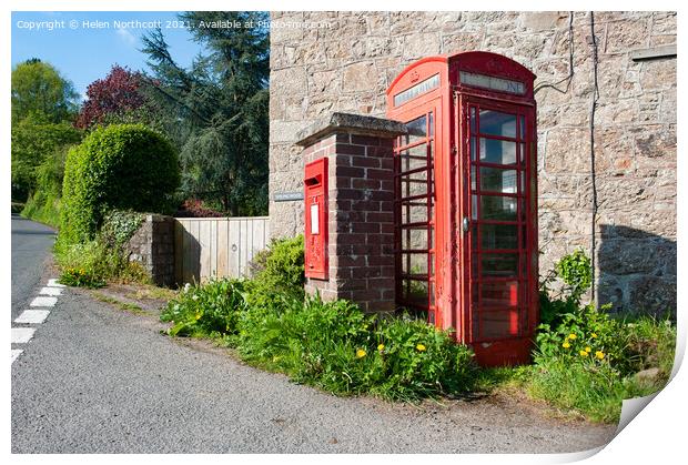 Doccombe Red Telephone Box Dartmoor Print by Helen Northcott
