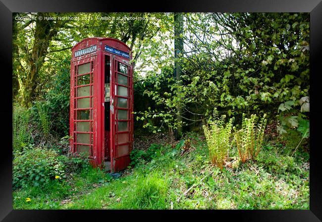 Heatree Cross Red Telephone Box Dartmoor Framed Print by Helen Northcott