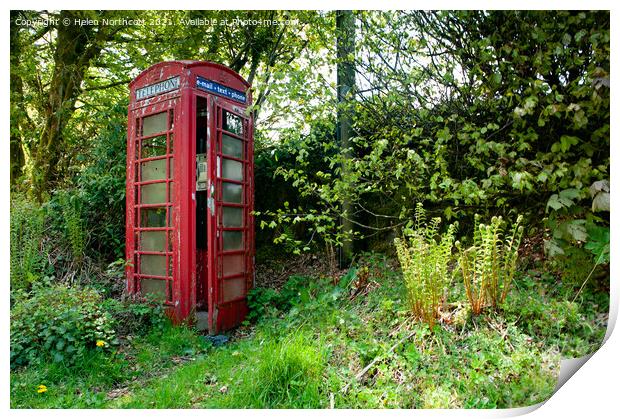 Heatree Cross Red Telephone Box Dartmoor Print by Helen Northcott