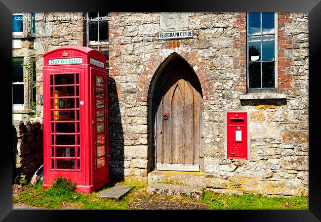 Belstone Red Telephone Box Dartmoor Framed Print by Helen Northcott