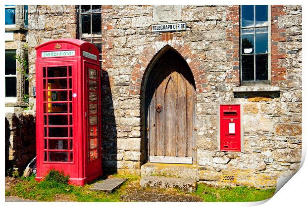 Belstone Red Telephone Box Dartmoor Print by Helen Northcott
