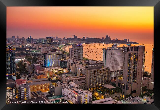 the cityscape of Pattaya Thailand Asia  in the evening	 Framed Print by Wilfried Strang