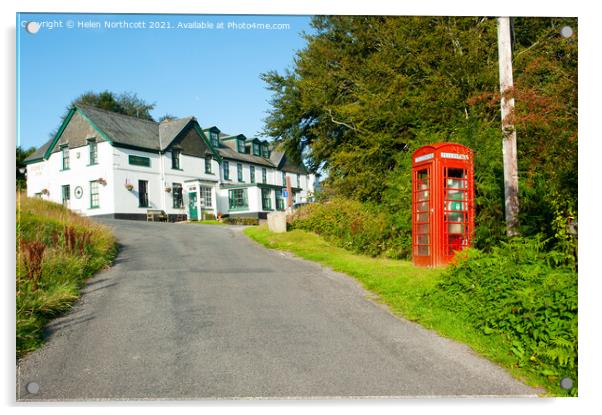 Hexworthy Red Telephone Box Dartmoor Acrylic by Helen Northcott