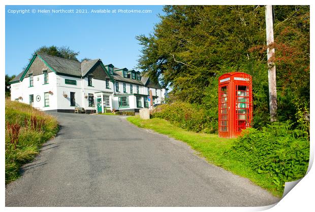 Hexworthy Red Telephone Box Dartmoor Print by Helen Northcott
