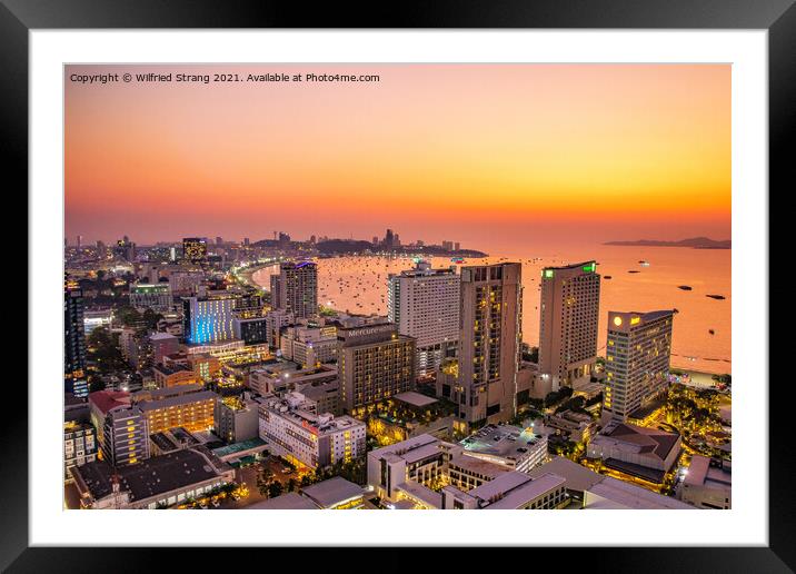 the cityscape of Pattaya Thailand Asia  in the evening	 Framed Mounted Print by Wilfried Strang