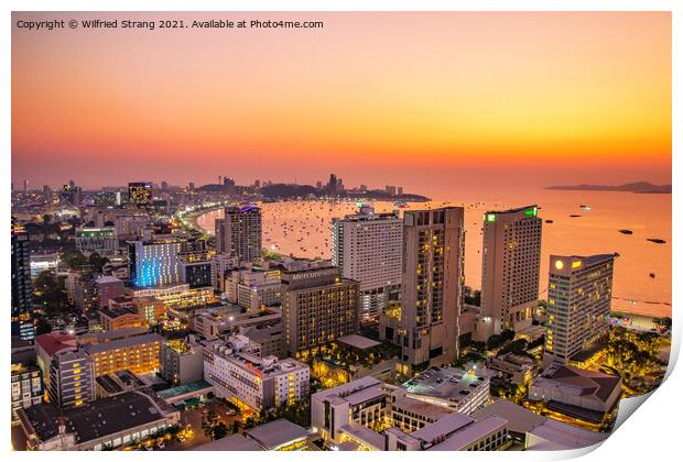 the cityscape of Pattaya Thailand Asia  in the evening	 Print by Wilfried Strang