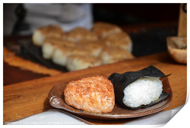 Yaki-Onigiri, japanese grilled rice balls with seaweed Print by Yann Tang