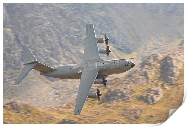Atlas A400M in the Ogwen valley Print by Rory Trappe