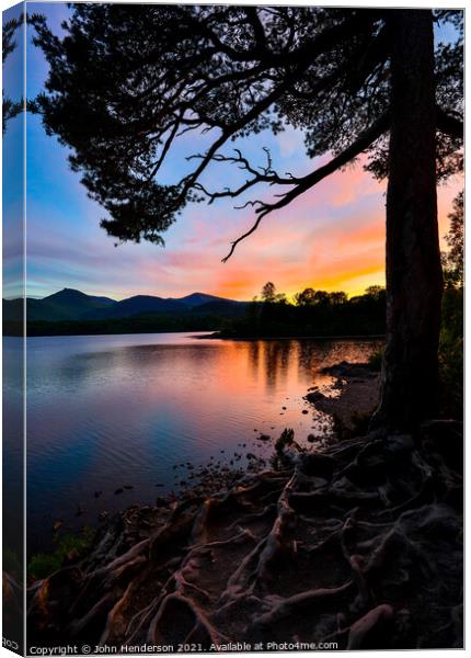 Fiery Sunset at Friars Crag Canvas Print by John Henderson