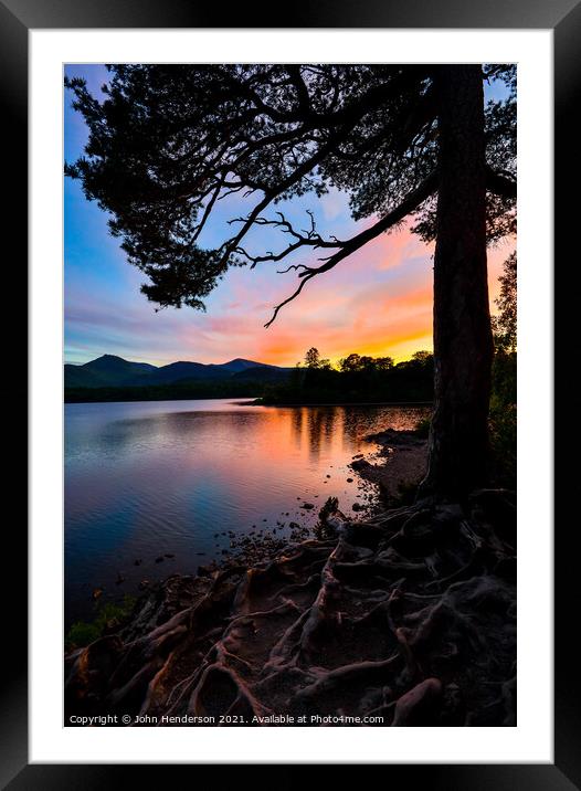 Fiery Sunset at Friars Crag Framed Mounted Print by John Henderson