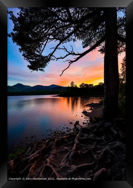 Fiery Sunset at Friars Crag Framed Print by John Henderson