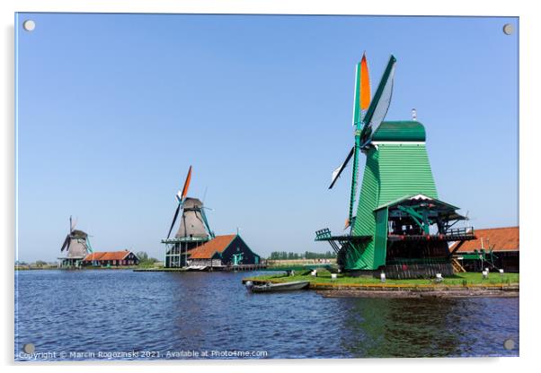 Dutch windmills at Zaanse Schans in Netherlands Acrylic by Marcin Rogozinski