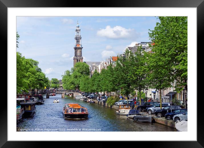 Prinsengracht canal in Amsterdam Netherlands Framed Mounted Print by Marcin Rogozinski