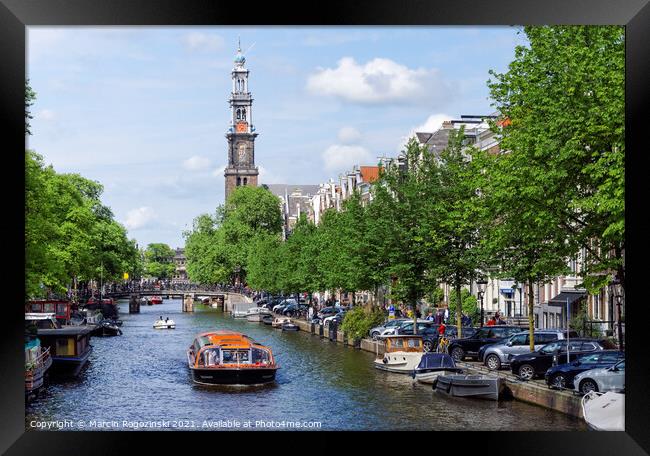 Prinsengracht canal in Amsterdam Netherlands Framed Print by Marcin Rogozinski