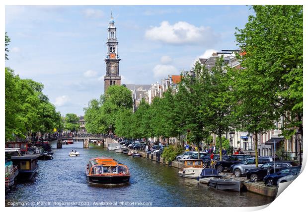 Prinsengracht canal in Amsterdam Netherlands Print by Marcin Rogozinski