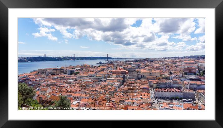 Panoramic view of Lisbon Portugal Framed Mounted Print by Marcin Rogozinski