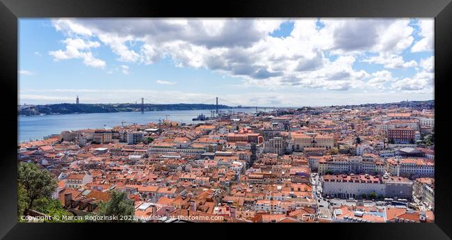 Panoramic view of Lisbon Portugal Framed Print by Marcin Rogozinski