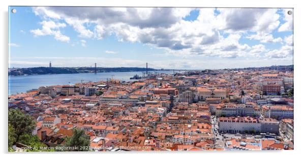 Panoramic view of Lisbon Portugal Acrylic by Marcin Rogozinski