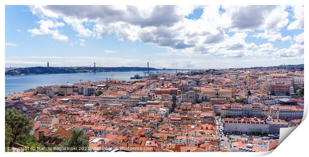 Panoramic view of Lisbon Portugal Print by Marcin Rogozinski