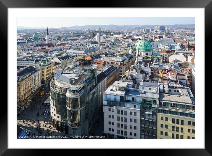 Panoramic view of Vienna Austria Framed Mounted Print by Marcin Rogozinski