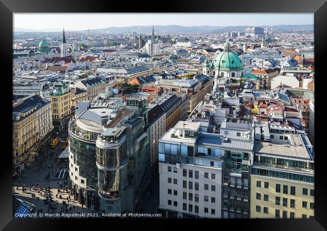 Panoramic view of Vienna Austria Framed Print by Marcin Rogozinski