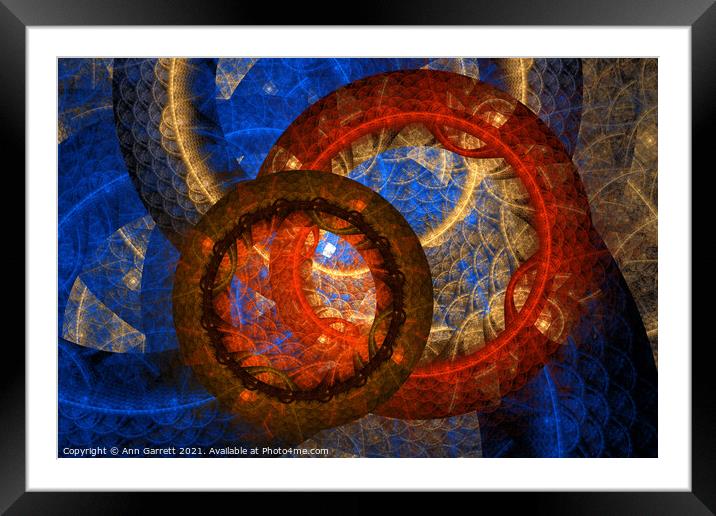 Fractal Wheels of Fire Carpet Framed Mounted Print by Ann Garrett