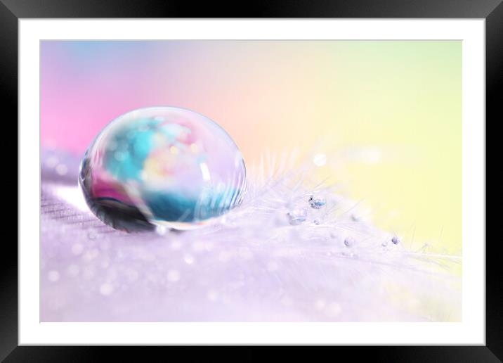 Dreamy Feather drop II Framed Mounted Print by Sharon Johnstone