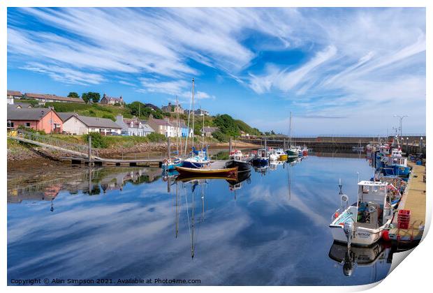 Helmsdale Harbour Print by Alan Simpson