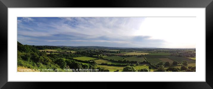 View of Somerset From Ham  Hill  Framed Mounted Print by Les Schofield