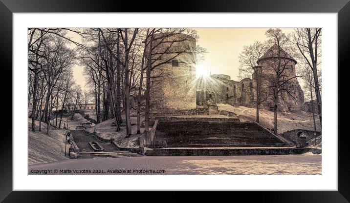 Old stone castle during sunset Framed Mounted Print by Maria Vonotna