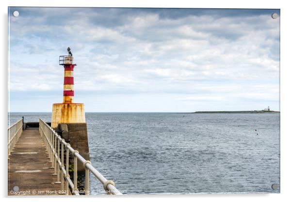 Amble lighthouse Acrylic by Jim Monk