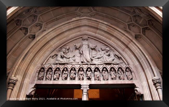 Christ Ascending Heaven Trinity Church Door New York City Outsid Framed Print by William Perry