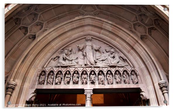 Christ Ascending Heaven Trinity Church Door New York City Outsid Acrylic by William Perry