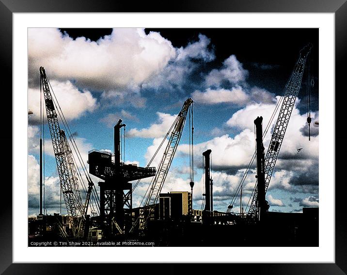 Cranes on the Clyde Framed Mounted Print by Tim Shaw