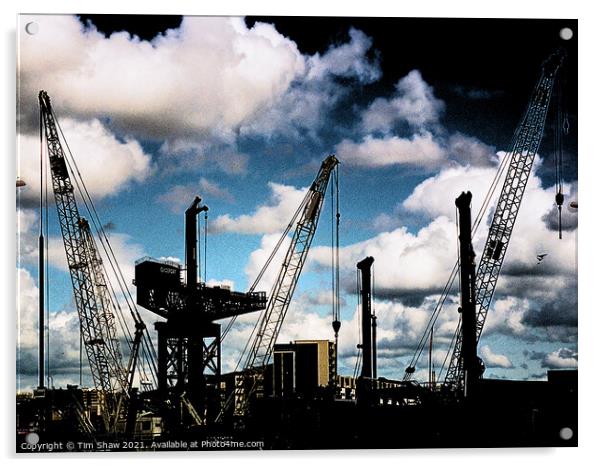 Cranes on the Clyde Acrylic by Tim Shaw