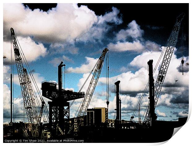 Cranes on the Clyde Print by Tim Shaw