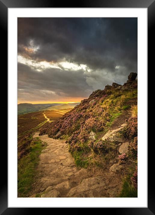 Path to mystical Sunset at Win Hill in Peak Distri Framed Mounted Print by Slawek Zabron