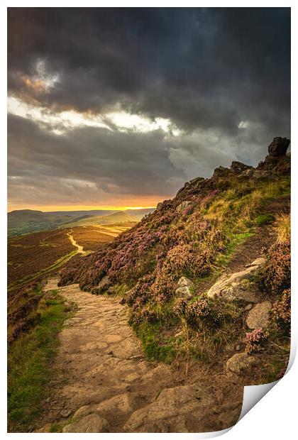 Path to mystical Sunset at Win Hill in Peak Distri Print by Slawek Zabron