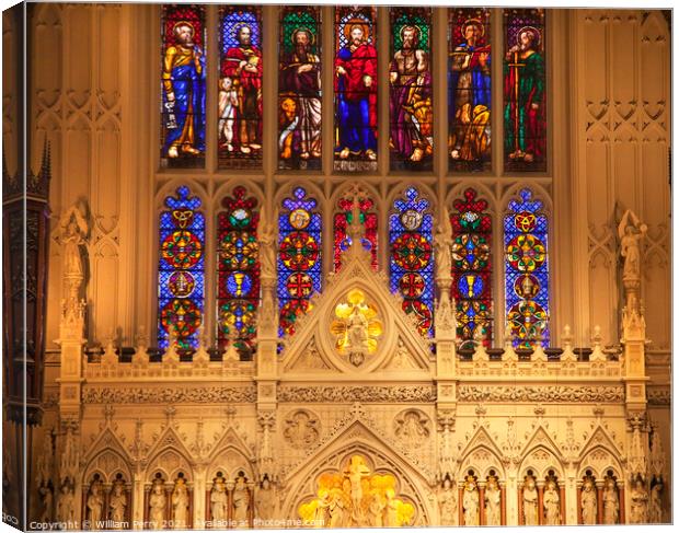 Trinity Church New York City Inside Stained Glass Altar Close Up Canvas Print by William Perry