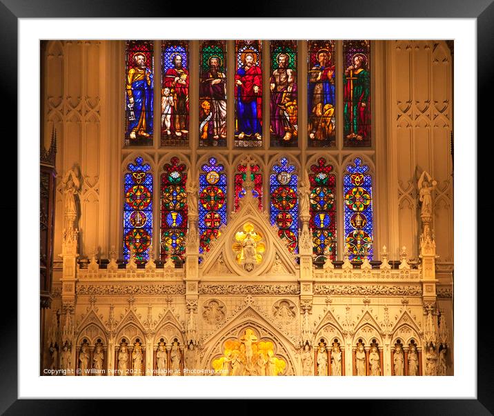 Trinity Church New York City Inside Stained Glass Altar Close Up Framed Mounted Print by William Perry