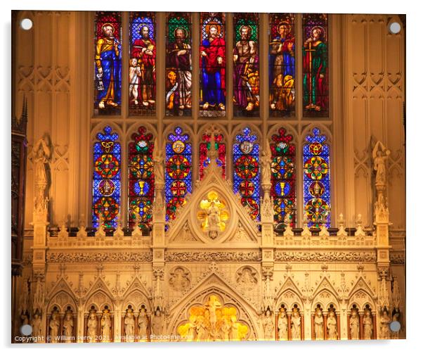 Trinity Church New York City Inside Stained Glass Altar Close Up Acrylic by William Perry