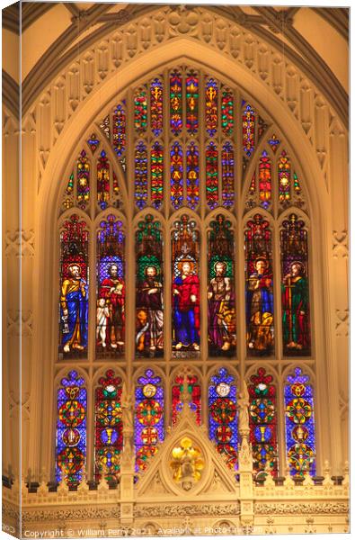 Trinity Church New York City Inside Stained Glass Canvas Print by William Perry