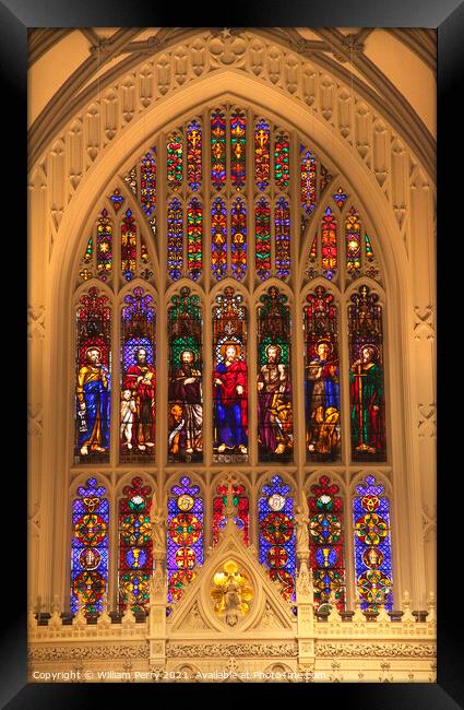 Trinity Church New York City Inside Stained Glass Framed Print by William Perry